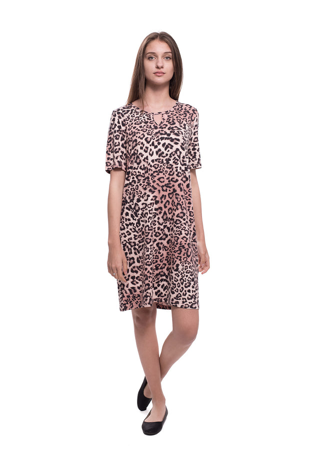 Памучна рокля "Бежов леопард" 807