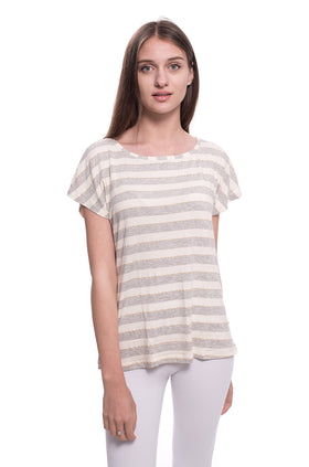 Памучна блуза, щампа "Сиво, екрю и ламе" 5295-1