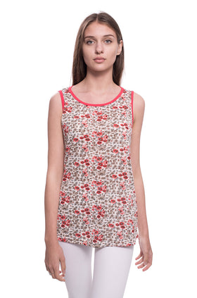 Памучен потник "Коралови макове" 657