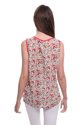 Памучен потник "Коралови макове" 657