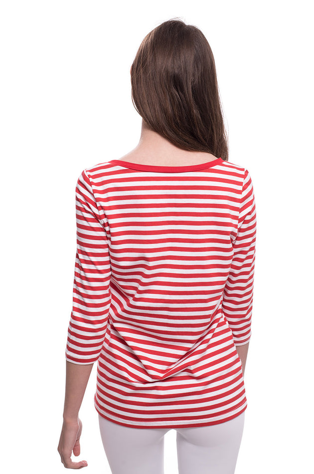Памучна блуза "Бяло-червено райе" 5401
