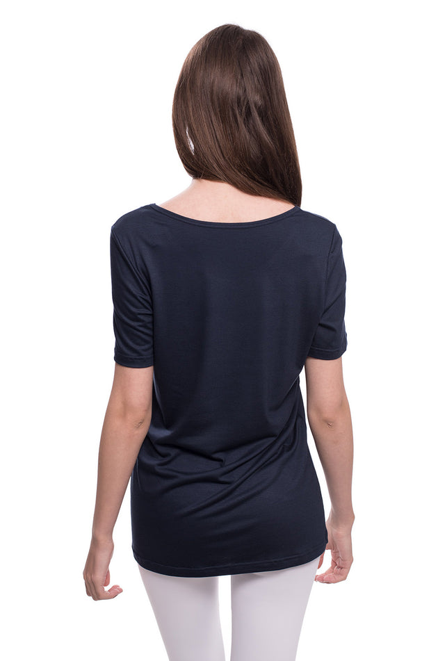 Тъмносиня памучна блуза 540