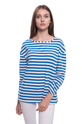 Памучна блуза "Бяло-синьо райе" 5402