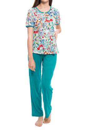 Дамски комплект "Червени лалета и петрол " 3321