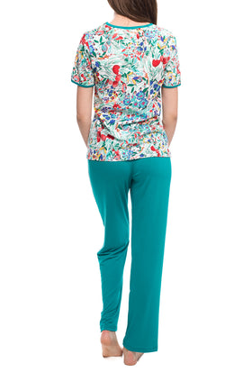 Дамски комплект "Червени лалета и петрол " 3321