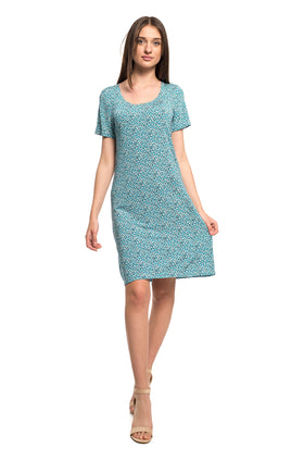 Къса рокля от жарсе "Син шум" 810