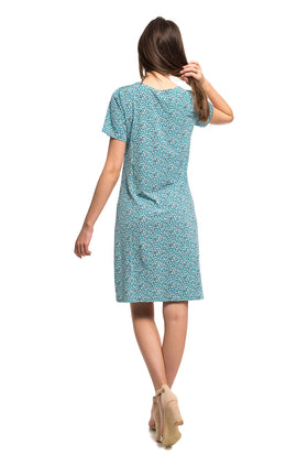 Къса рокля от жарсе "Син шум" 810