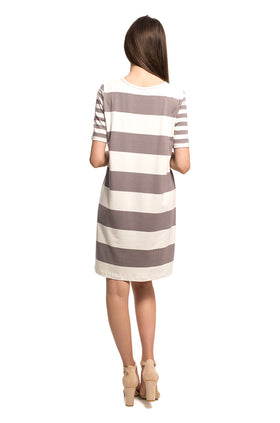 Къса ежедневна рокля "Широко райе" 8080