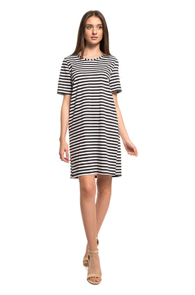 Къса ежедневна рокля "Черно райе" 8080