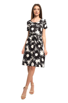 Памучна рокля с колан "Слънчогледи" 811