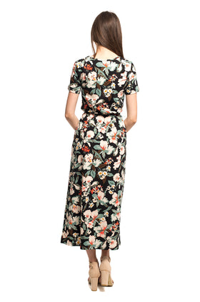 Дълга памучна рокля с колан "Бял лилиум" 8110