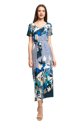 Дълга памучна рокля с колан "Елеганс" 8110