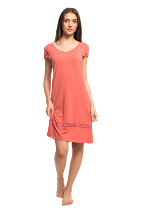 Памучна дамска нощница, цвят тропикал 3611