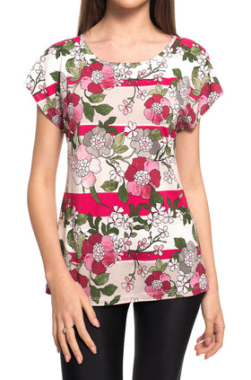 Памучна блуза, щампа "Цветарник" 5295