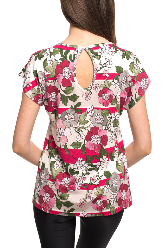 Памучна блуза, щампа "Цветарник" 5295