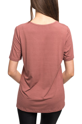 Памучна блуза, цвят тъмна пепел от рози 540