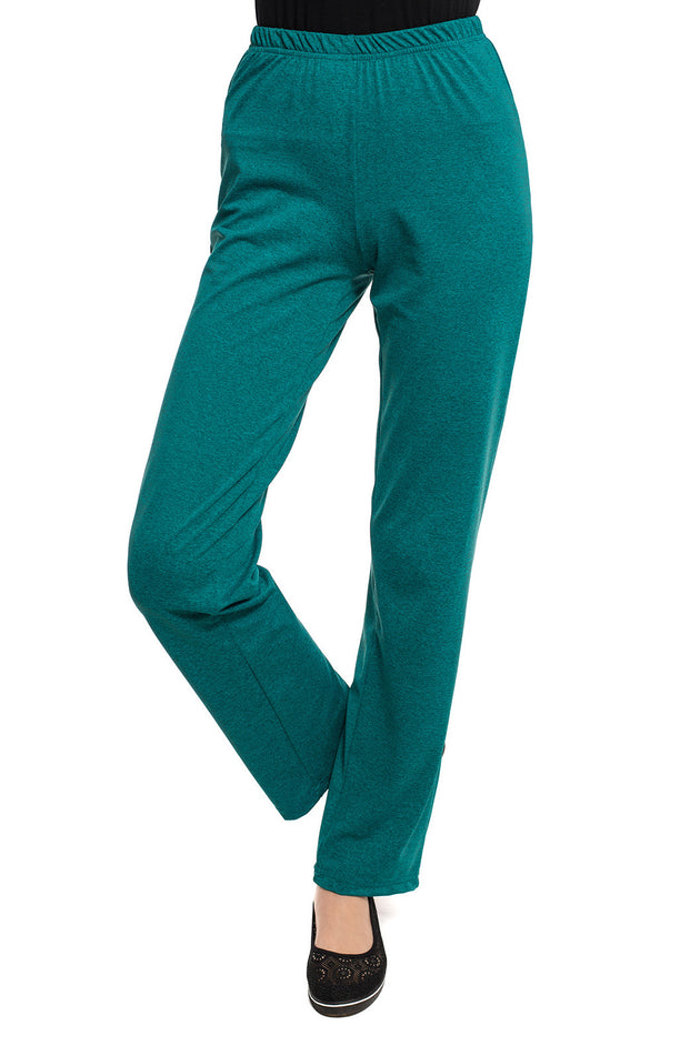 Зелено-меланжиран ежедневен панталон 7122