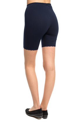 Тъмносини памучни бермуди с дантела 342-21