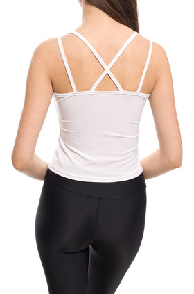 Бял топ с кръстосани презрамки 637