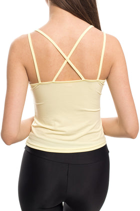 Лимоновожълт памучен топ с кръстосани презрамки 637