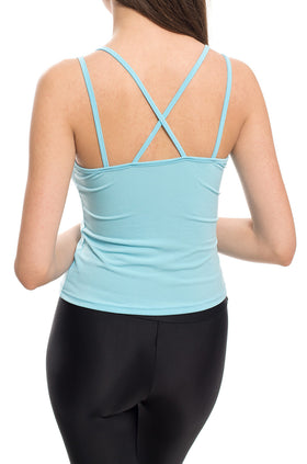 Светлосин топ с кръстосани презрамки 637