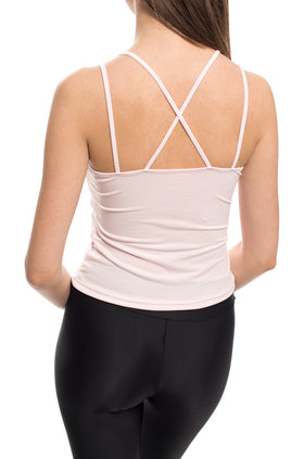 Бледорозов топ с кръстосани презрамки 637