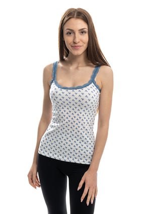 Памучен потник с щампа "Сини букетчета" 64691