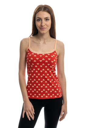 Памучен потник с щампа "Сърца" 64691