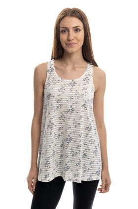 Разкроен потник от жарсе с щампа "Цветна щора" 6601