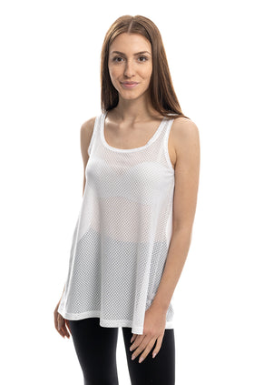 Бял разкроен потник от мрежа 659