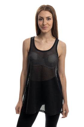 Черен разкроен потник от мрежа 659