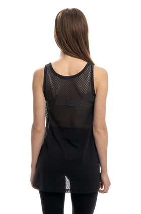 Черен разкроен потник от мрежа 659