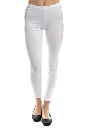 Бял памучен клин с прозрачен кант 34202