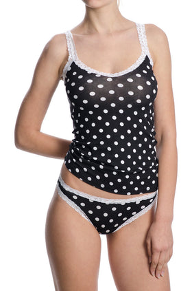 Памучен комплект, черен с бели точки 6460+2381