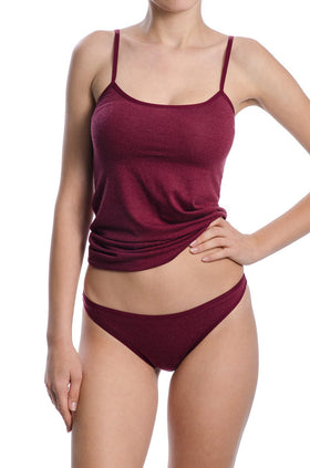 Комплект, вълнени корсаж и бикина, цвят бордо 6473+2389