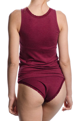 Комплект, вълнени корсаж и бикина, цвят бордо 655+2388