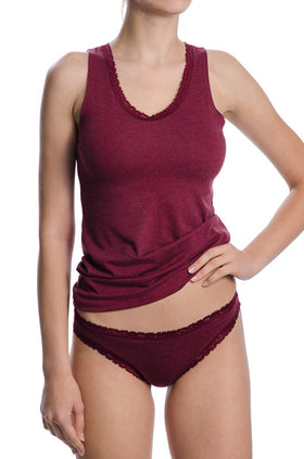 Комплект, вълнени корсаж и бикина, цвят бордо 655+2388