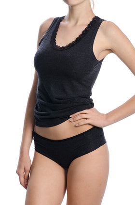 Комплект, черни вълнени корсаж и боксер 655 + 4064