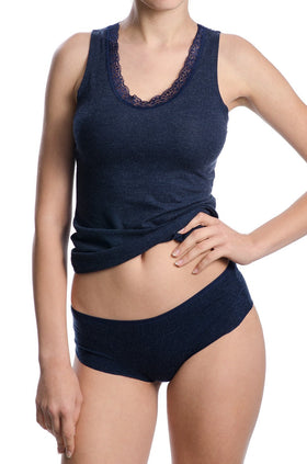 Комплект, тъмносини вълнени корсаж и боксер 655 + 4064