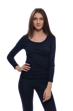 Черна блуза от памучен рипс 5210