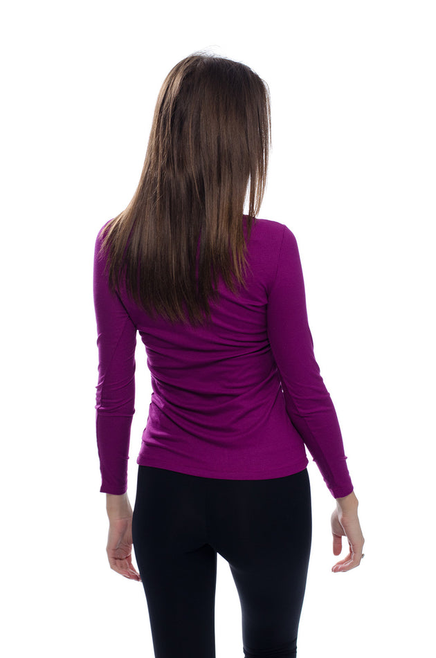 Цикламена блуза от памучен рипс 5210