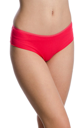 Коралови памучни боксерки с коралова дантела 4112