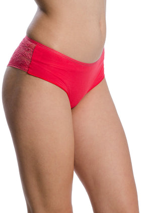 Коралови памучни боксерки с коралова дантела 4112