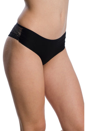 Черни памучни боксерки с черна дантела 4112