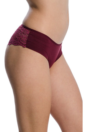 Памучни боксерки, цвят бордо, с дантела в цвят бордо 4112