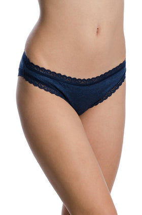 Сини памучни бикини със синя дантела 2384