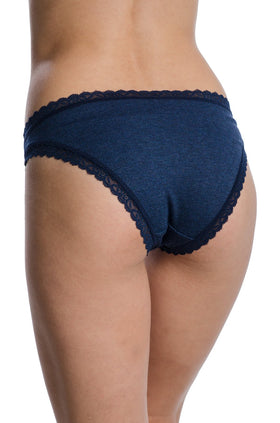 Сини памучни бикини със синя дантела 2384