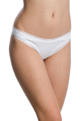 Памучни бикини с дантела, цвят мръснобяло 2384