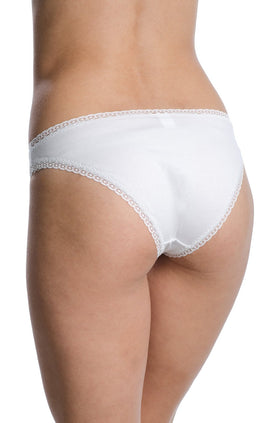 Памучни бикини с дантела, цвят мръснобяло 2384