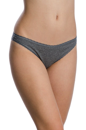 Тъмносиви памучни бикини със сива дантела 2384